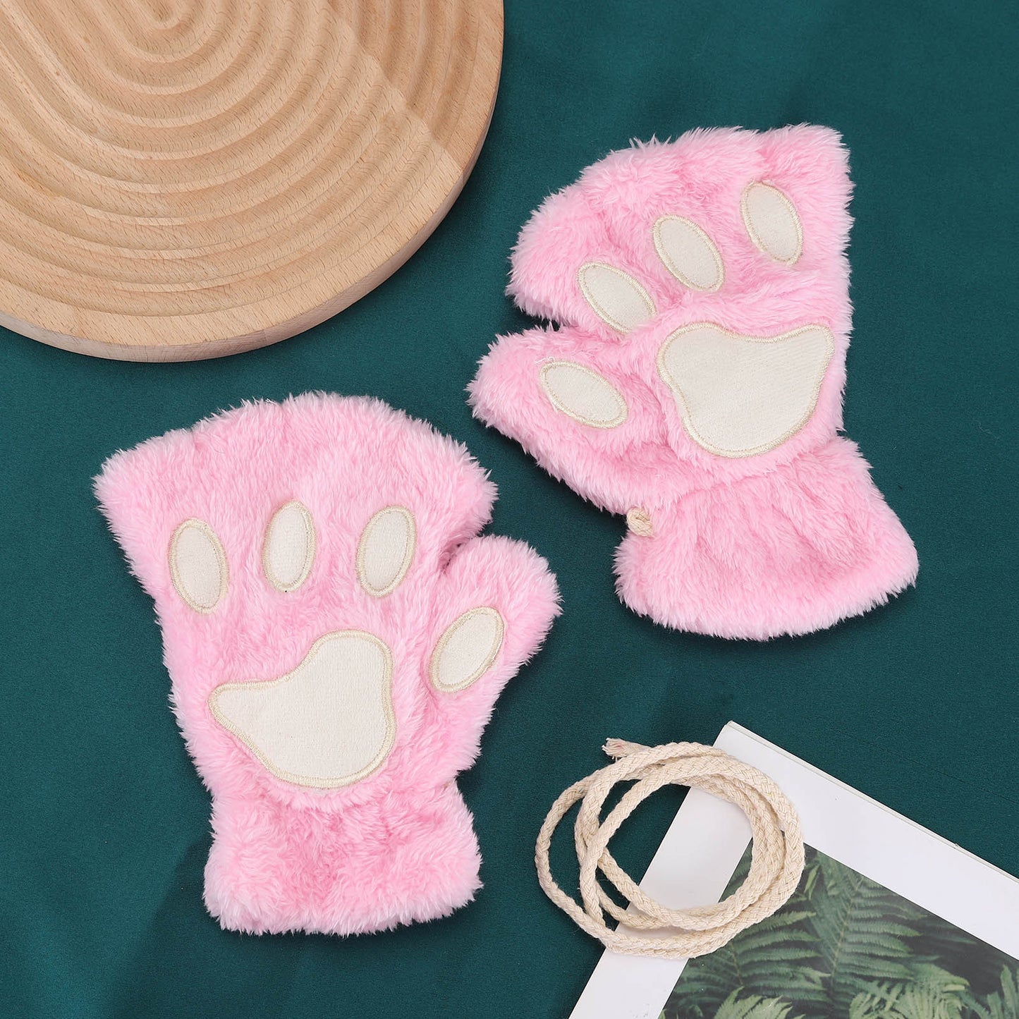 Cozy Paw Plush Flip Gloves