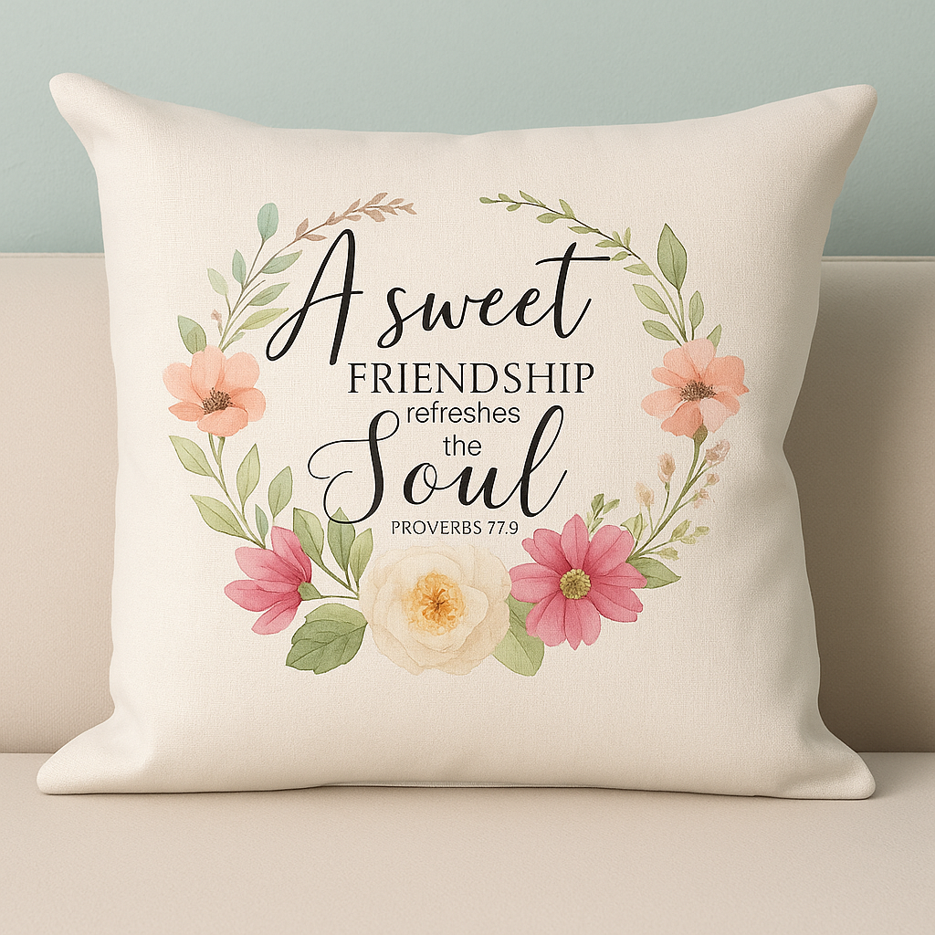 A Sweet Friendship Scripture Pillow