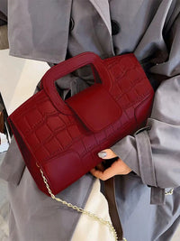 Croc-Embossed Chain Crossbody Bag