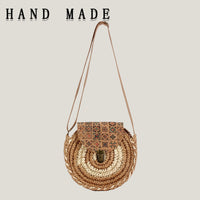 Boho Orbit Ethnic Paper Rope Woven Round Crossbody Bag