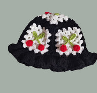 Cherry Embellished Knitted Hat