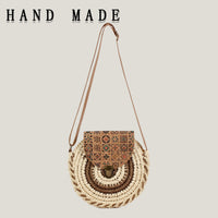 Boho Orbit Ethnic Paper Rope Woven Round Crossbody Bag