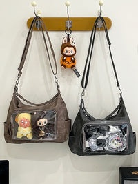 Clear Luxe PU Tote Bag with Transparent Front