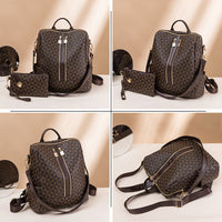 Double Zipper Travel Backpack Retro Print