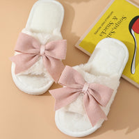 Plush Bow Slippers