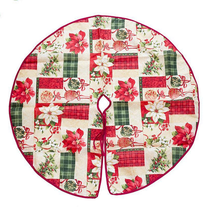 Festive Red & Green Christmas Tree Skirt – Soft Fabric Holiday Décor