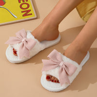 Plush Bow Slippers