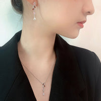 Sterling Silver Zircon Necklace and Earring Set