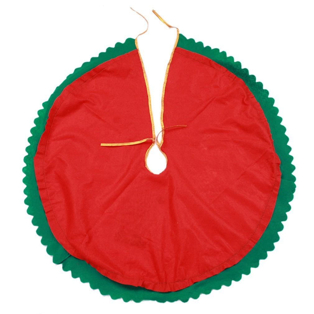 Festive Red & Green Christmas Tree Skirt – Soft Fabric Holiday Décor