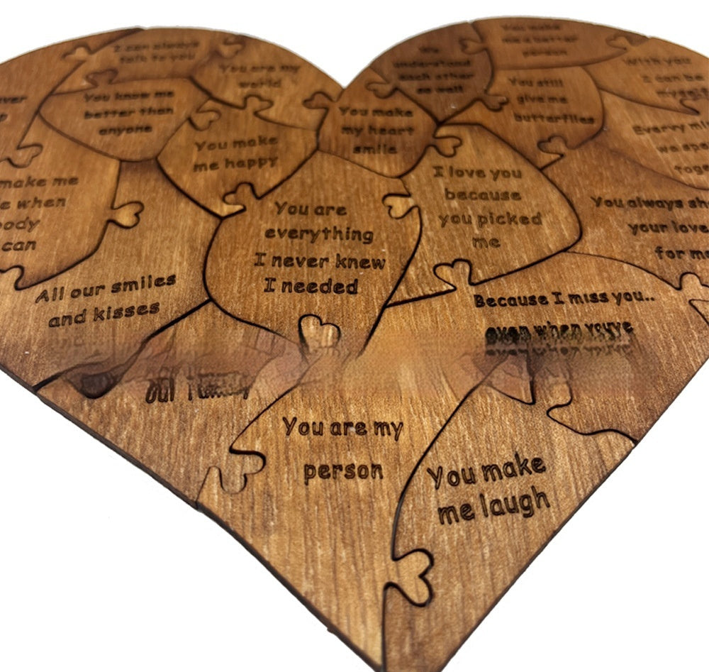“Reasons Why I Love You” Wooden Heart Puzzle