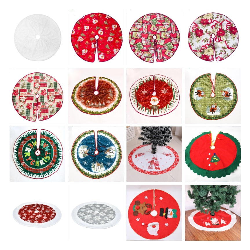 Festive Red & Green Christmas Tree Skirt – Soft Fabric Holiday Décor