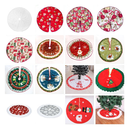 Festive Red & Green Christmas Tree Skirt – Soft Fabric Holiday Décor