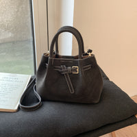 Velvet Luxe Bucket Bag - Suede with Pendant Accents