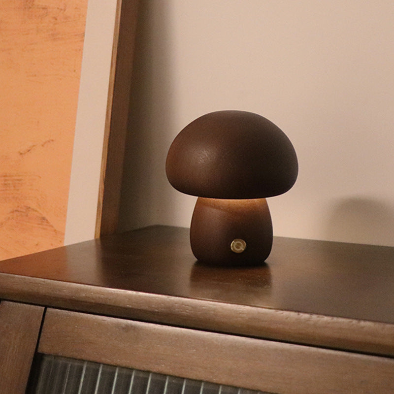 Wooden Mushroom Touch Lamp – LED Bedside Night Light for Bedroom & Home Décor
