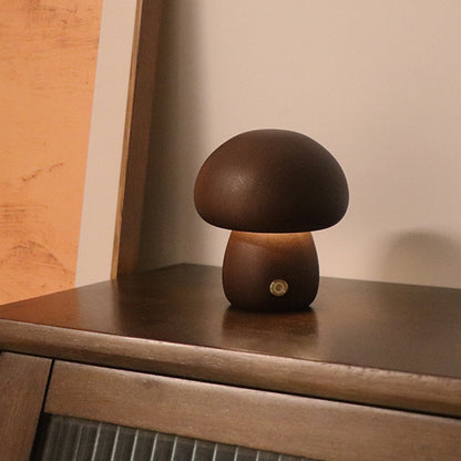 Wooden Mushroom Touch Lamp – LED Bedside Night Light for Bedroom & Home Décor