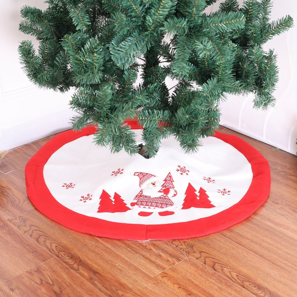 Festive Red & Green Christmas Tree Skirt – Soft Fabric Holiday Décor