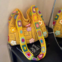 Casual Hollow-Out Woven Beach Bag