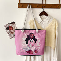 Classic Retro Printed Canvas Beach Bag