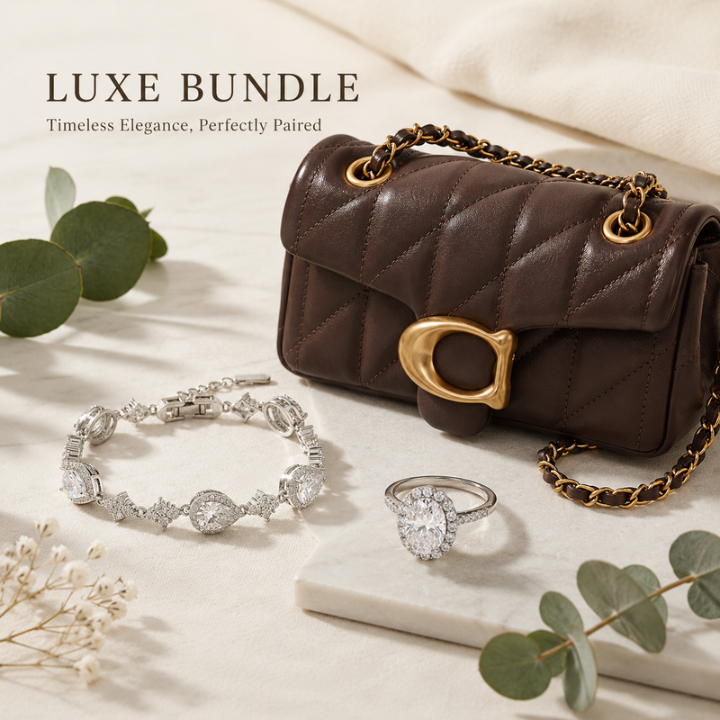 Everyday Luxe Set — Quilted Chain Bag, Ring & Bracelet