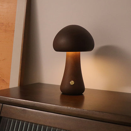 Wooden Mushroom Touch Lamp – LED Bedside Night Light for Bedroom & Home Décor