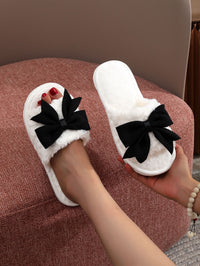 Plush Bow Slippers