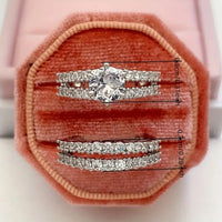 Hollow Double Layer Zircon Engagement Ring Pair