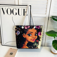Classic Retro Printed Canvas Beach Bag