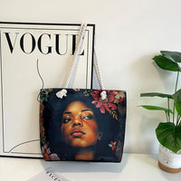 Classic Retro Printed Canvas Beach Bag