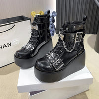 AriaLuxe Noir Elevated Platform Boots