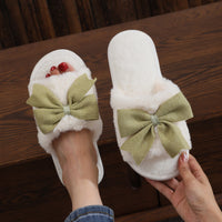 Plush Bow Slippers