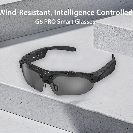 AriaLuxe Polarized Sports Glasses with a sleek black design, wind-resistant features, and smart technology for outdoor activi