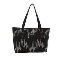 AriaLuxe Color Block Canvas Tote - Striped Large Capacity Shoulder Bag
