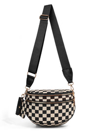 Checkerboard Pattern Crossbody Shell Bag