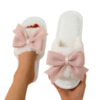 Plush Bow Slippers