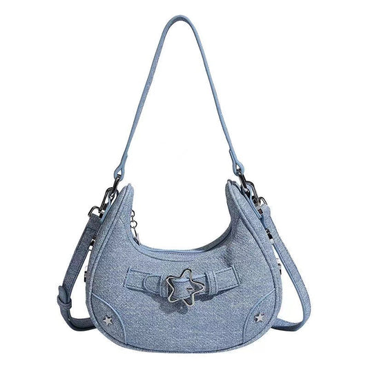 Aria Luxe retro star denim shoulder bag