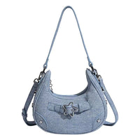 AriaLuxe Celestial Retro Star Shoulder Bag - Vintage Denim Chic