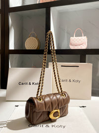 AriaLuxe Diamond Quilted Chain Bag - Leather Strap Luxury Handbag