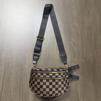 Checkerboard Pattern Crossbody Shell Bag