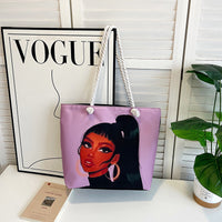 Classic Retro Printed Canvas Beach Bag
