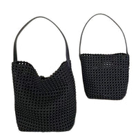 Woven Hollow Cowhide Leather Crossbody Handbag