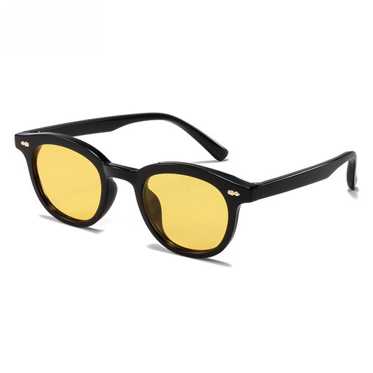 AriaLuxe Vintage Sunglasses featuring black frames and yellow UV protection lenses, stylish and retro design.