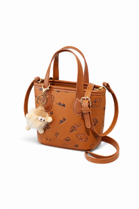 Pink Bucket Crossbody Bag with Pendant