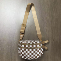 Checkerboard Pattern Crossbody Shell Bag