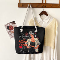 Classic Retro Printed Canvas Beach Bag