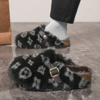 Cotton Plush Slippers with Thick Sole