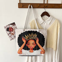 Classic Retro Printed Canvas Beach Bag