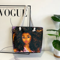 Classic Retro Printed Canvas Beach Bag