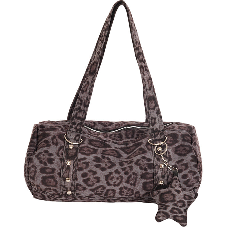 Y2K Pillow Tote Bag with Leopard & Camo Print