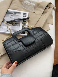 Croc-Embossed Chain Crossbody Bag