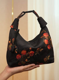 Xiangyunsha Crescent Crossbody Bag with Drawstring